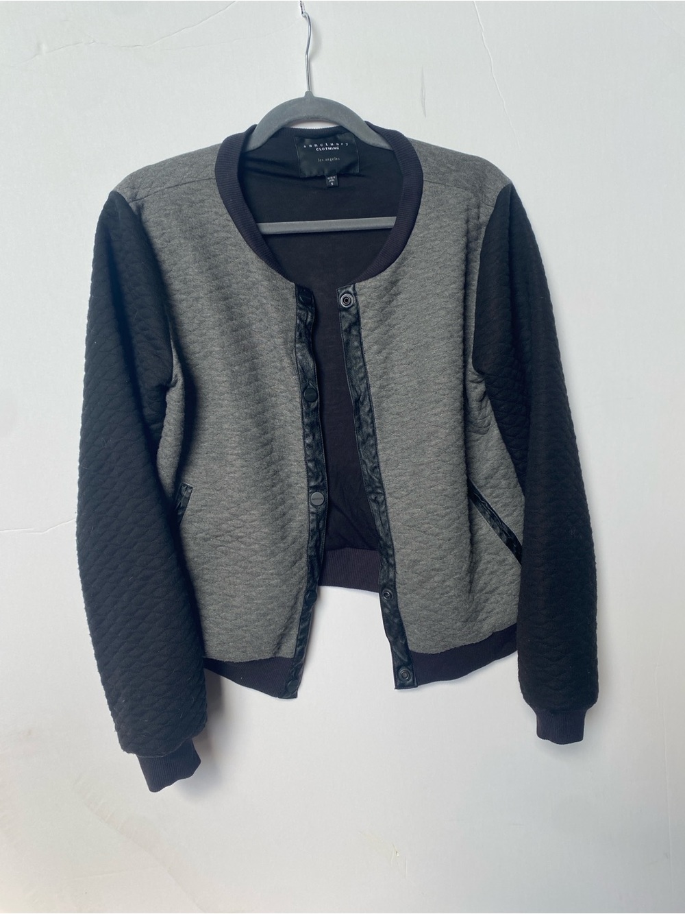 Sanctuary Quilted Bomber Jacket in Gray and Black (S)